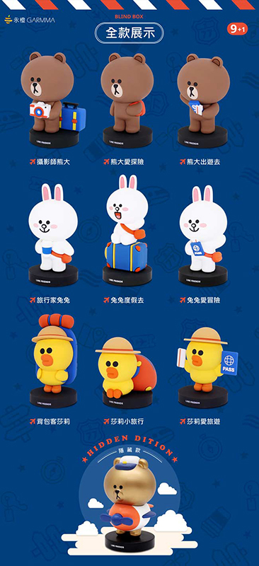 LINE Friends 旅行系列盒玩 - 隨機單抽 - LINE FRIENDS Have a Nice Trip blind box series - assortment