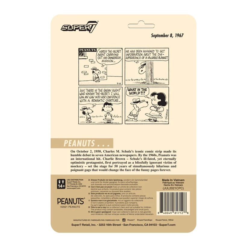 花生漫畫 3.75吋復古人偶 第五波 - 祕密探員史努比 - ReAction 3.75" Figure - Peanuts Wave 5 - Secret Agent Snoopy