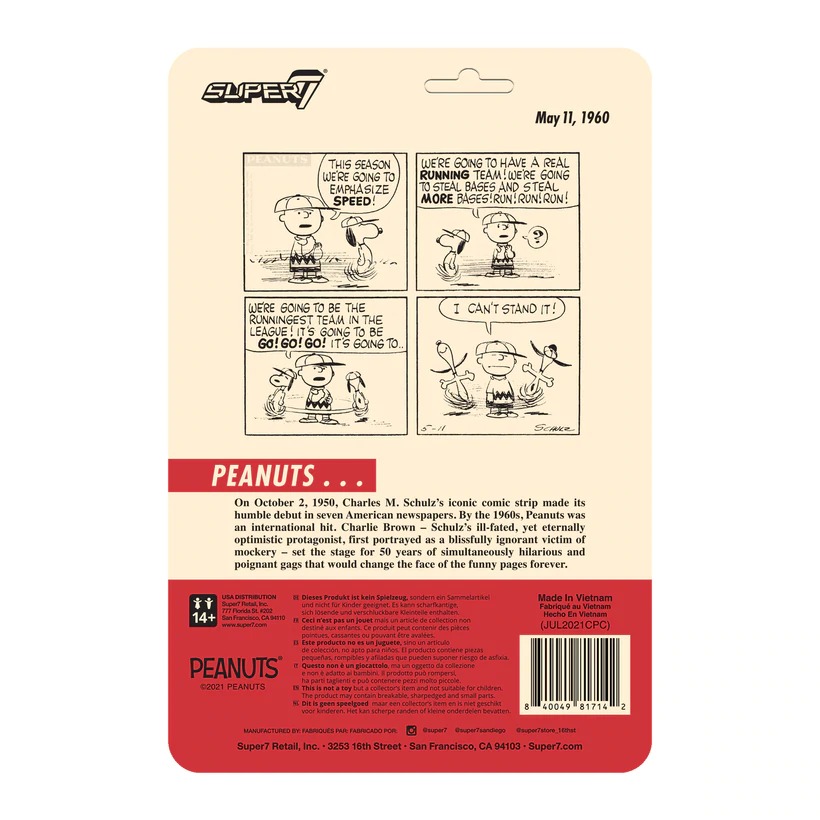 花生漫畫 3.75吋復古人偶 第五波 - 棒球史努比 - ReAction 3.75" Figure - Peanuts Wave 5 - Baseball Snoopy