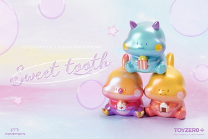 TOY0+ 狗狗的小跳步，繪蹦砰！ - 吃貨恐龍 - Sweet tooth II (三款套組) - TOYZEROPLUS X dog dog Beng Peng - Foodie Dinosaur Sweet Teeth II (3pcs set)