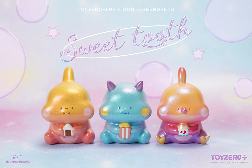 TOY0+ 狗狗的小跳步，繪蹦砰！ - 吃貨恐龍 - Sweet tooth II (三款套組) - TOYZEROPLUS X dog dog Beng Peng - Foodie Dinosaur Sweet Teeth II (3pcs set)