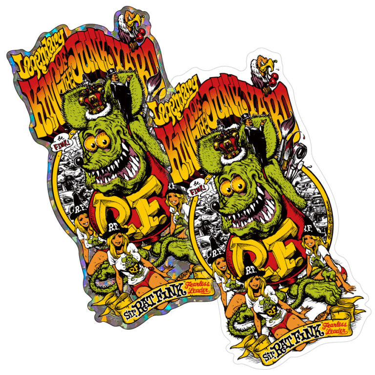RJB 貼紙 - 垃圾場之王 (Rat Fink) - 透明 / 閃粉 款式  - Rockin' Jelly Bean Sticker - King of Junkyard - Clear / Glitter