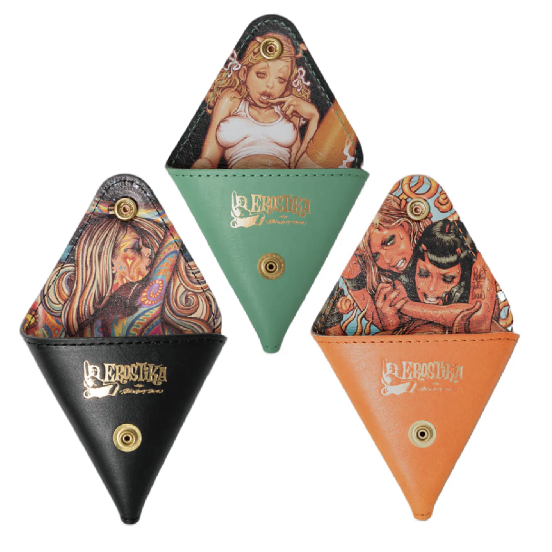 RJB X Metal Jacket 皮革零錢包 - 迷幻女孩 / 甜蜜的XX比飛彈更強 / 女魔亂鬥 - Rockin' Jelly Bean X Metal Jacket Coin Case - Psychedelic Girl / Sweet Pussy Stronger Than Missile / Devil's Cat Fight