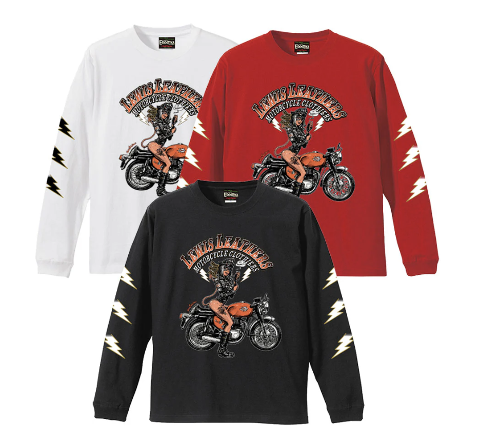 RJB 長袖T恤 - 黑/白 - Rockin' Jelly Bean "LEWIS LEATHERS x EROSTIKA"LONG SLEEVE T-shirt - Black / White