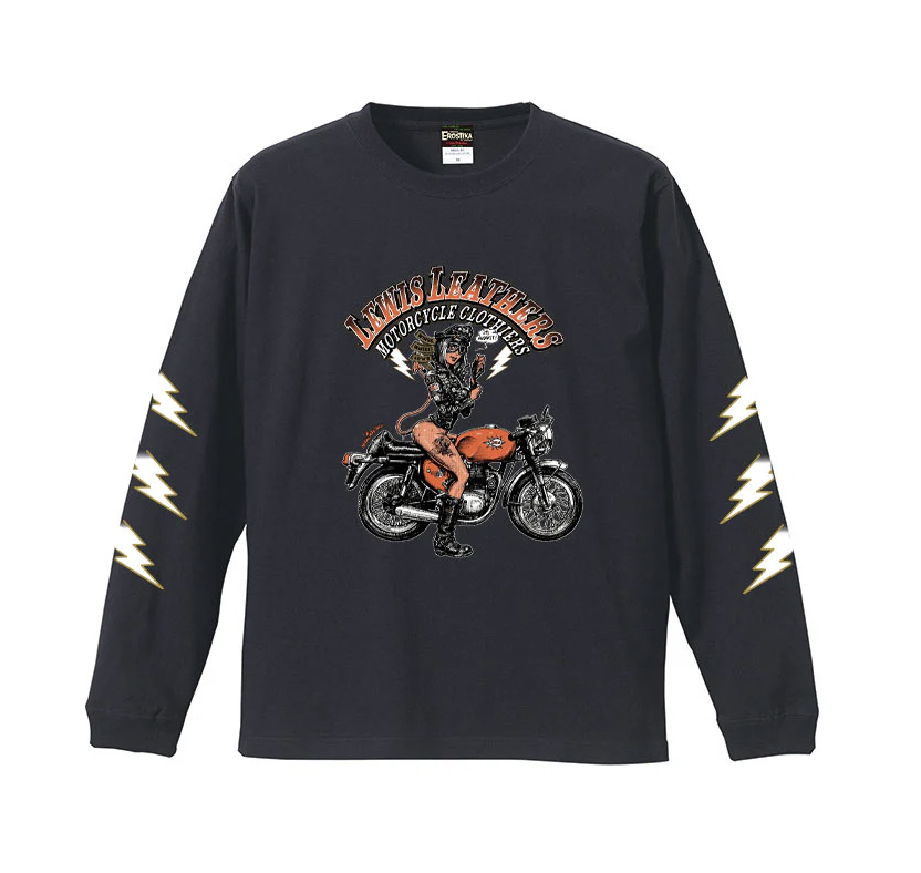 RJB 長袖T恤 - 黑/白 - Rockin' Jelly Bean "LEWIS LEATHERS x EROSTIKA"LONG SLEEVE T-shirt - Black / White