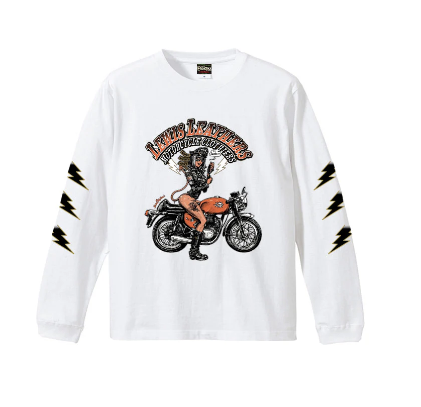 RJB 長袖T恤 - 黑/白 - Rockin' Jelly Bean "LEWIS LEATHERS x EROSTIKA"LONG SLEEVE T-shirt - Black / White