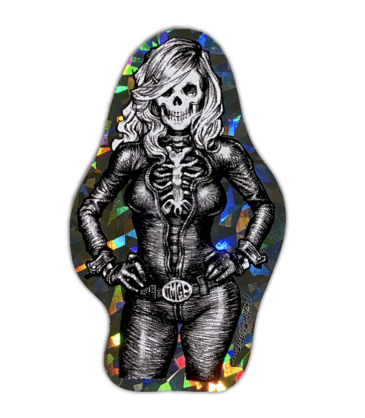 RJB 貼紙 - Skull girl 透明 / 炫彩 款  - Rockin' Jelly Bean Sticker - Skull girl - Clear / Lens