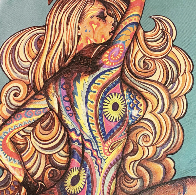 RJB 短袖T恤 - 黑/白 - Rockin' Jelly Bean “PSYCHEDELIC GIRL” Tee - Black / White