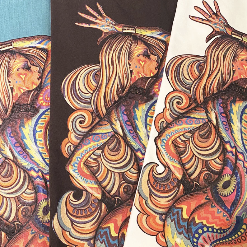 RJB 短袖T恤 - 黑/白 - Rockin' Jelly Bean “PSYCHEDELIC GIRL” Tee - Black / White