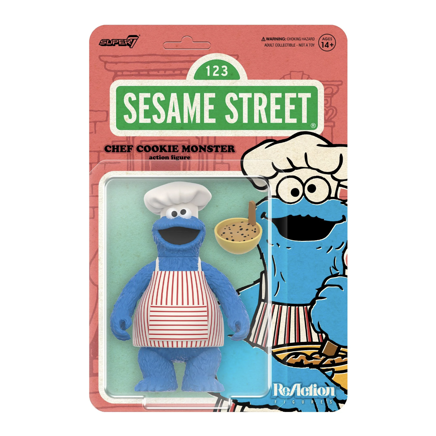 芝麻街 3.75吋復古人偶 第4波 - 主廚餅乾怪獸 - ReAction 3.75" Figure seires - Sesame Street Wave 4 - Chef Cookie Monster