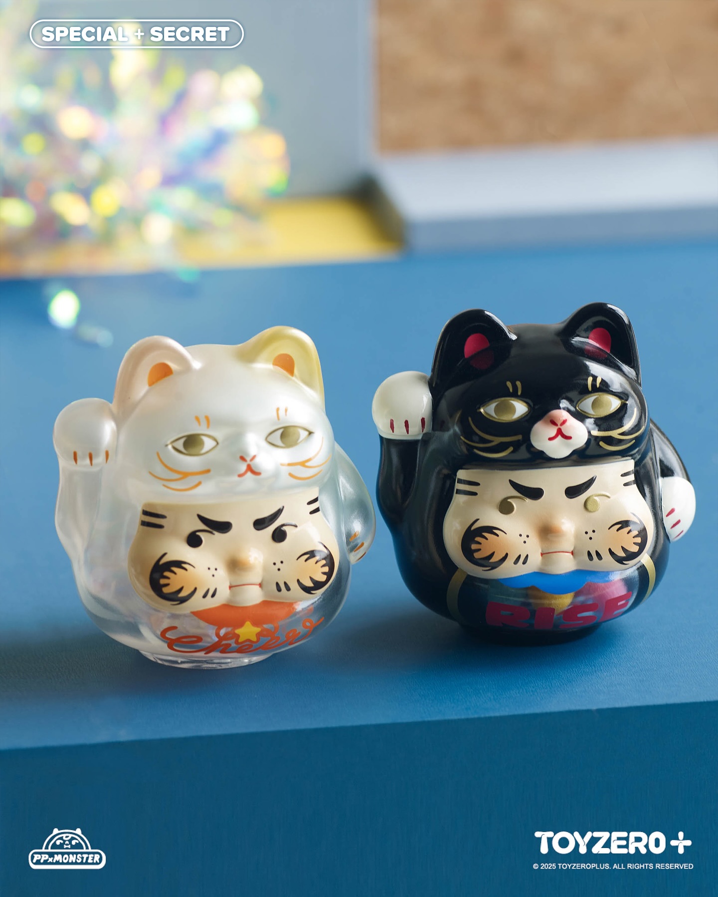 TOY0+ AAAZ 閃閃個性小貓盒玩 - 隨機單抽 - TOYZEROPLUS X AAAZ - PP X MONSTER Lucky Kitten Daruma blind box series - assortment