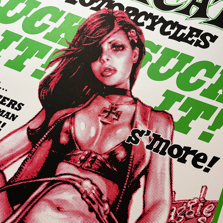 RJB 絹印海報 - 機車上的小野貓 紫色款 / 綠色款 - Rockin' Jelly Bean Silkscreen Print Poster - Pussycat on Motorcycles - Purple / Green