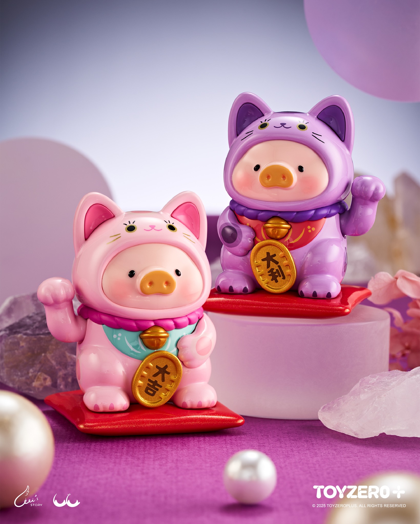 TOY0+ 罐頭豬 LuLu 一招喵計系列 盒玩 - 隨機單抽 - TOYZEROPLUS X Cici's Story - LuLu the Piggy Lucky Cat Series - assortment