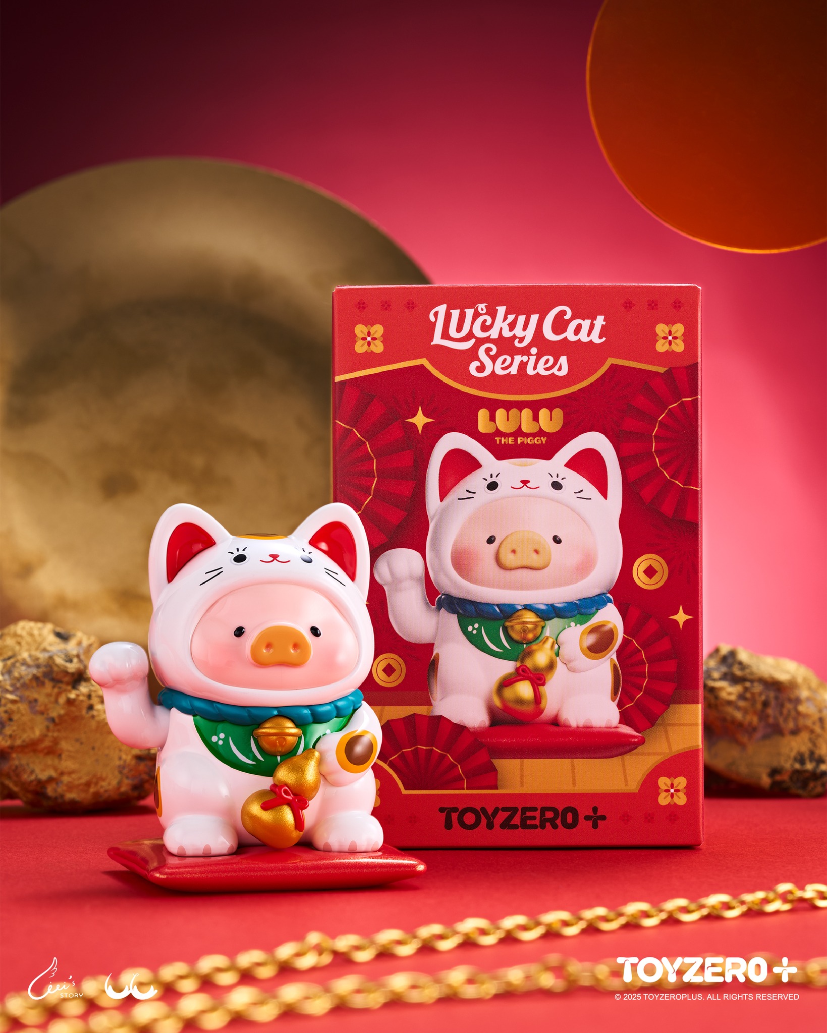 TOY0+ 罐頭豬 LuLu 一招喵計系列 盒玩 - 隨機單抽 - TOYZEROPLUS X Cici's Story - LuLu the Piggy Lucky Cat Series - assortment