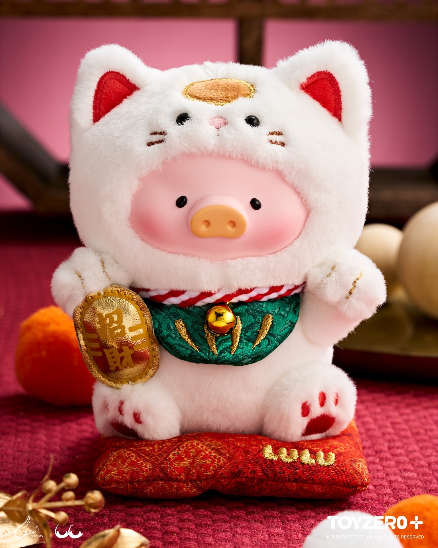 《加購專區》TOY0+ 罐頭豬 LuLu 一喵在手，財富我有 絨毛掛件吊卡 - Add-ons TOYZEROPLUS X Cici's Story - LuLu the Piggy  Vinyl Plush Hanging Card