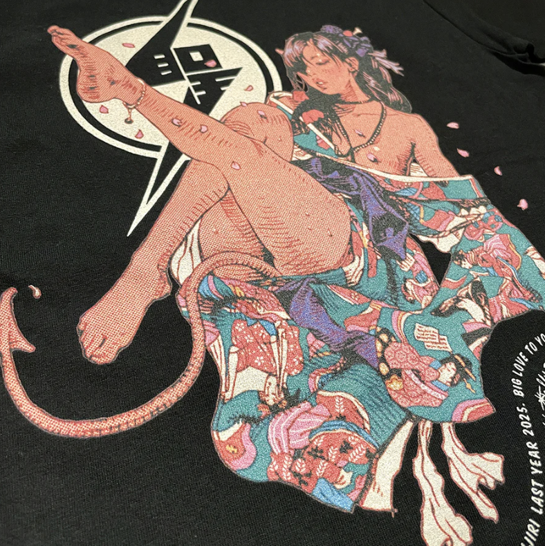 RJB 短袖T恤 - 聖京香 (和服款) - 黑 - Rockin' Jelly Bean - Kyoka Hijiri T-shirt - Black