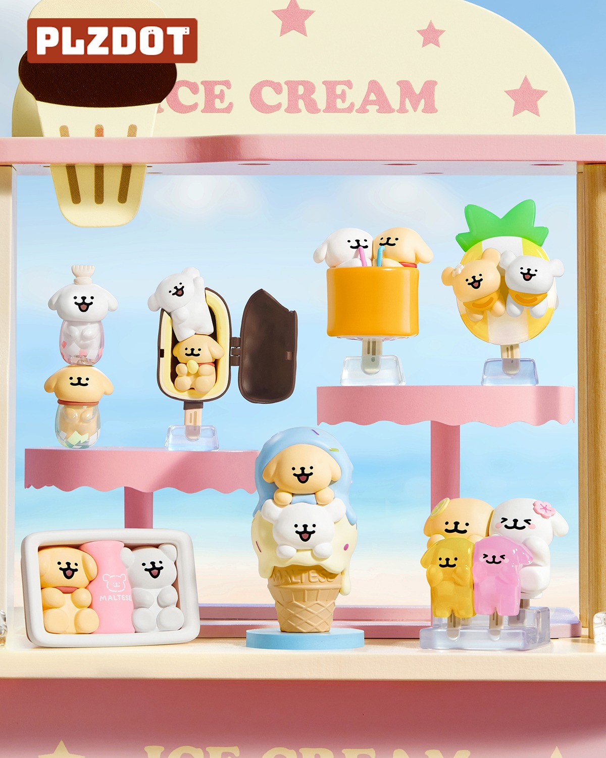 線條小狗 夏日冰激凌 盒玩 - 隨機單抽 - Maltese Summer Ice Cream blind box series - assortment