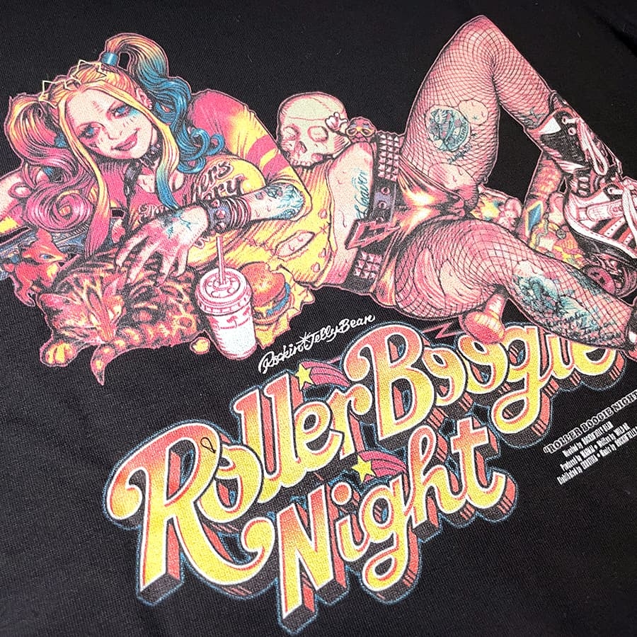 RJB 短袖T恤 - 滑輪不羈夜 - 黑/粉 - Rockin' Jelly Bean - Roller Boogie Nights T-shirt - Black/Pink