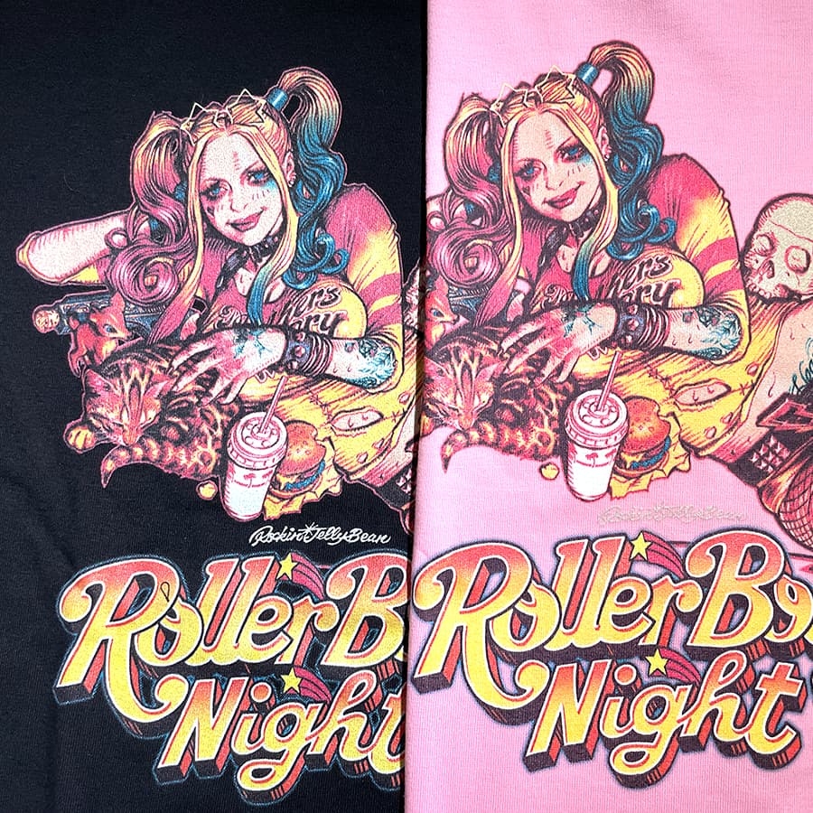RJB 短袖T恤 - 滑輪不羈夜 - 黑/粉 - Rockin' Jelly Bean - Roller Boogie Nights T-shirt - Black/Pink
