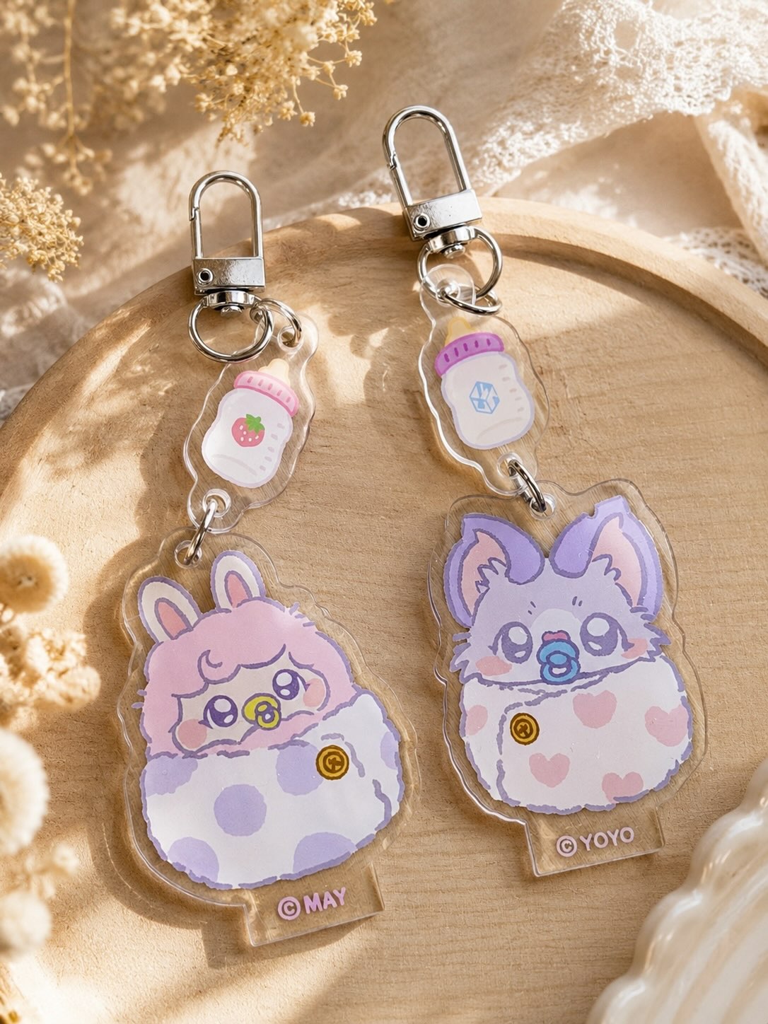 "叭叭噗噗"LuckyDayCraft & YoyoYeungStudio 聯展 - 兔咩 BB & YOKI BB 壓克力吊飾