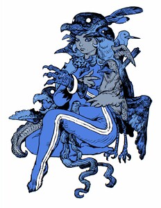 寺田克也 2026個展 複製畫 "白青" - Katsuya Terada 2026 Solo Exhibition Art Print