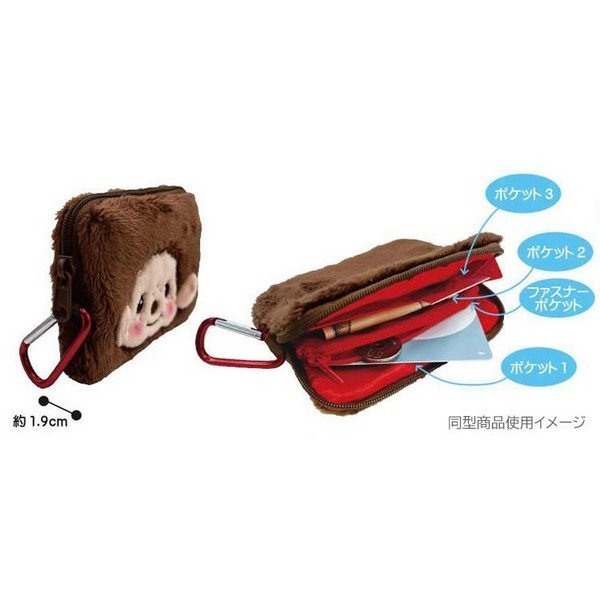 蒙奇奇 大臉拉鍊包 女孩款 - Moncchichi Face Plush Pass Case Card Holder - Monchhichi Chan